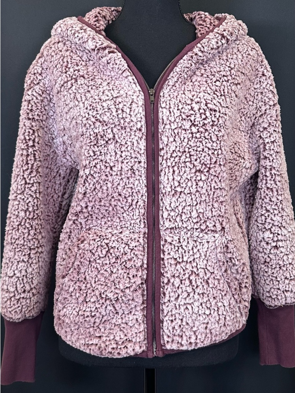 #141- Plush Hooded Teddy Jacket‎ in Dusty Rose